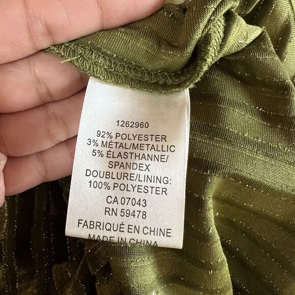 House Of Harlow 1960 Top Size Medium Green Metallic Velvet Button Up Retro Boho - Picture 6 of 10